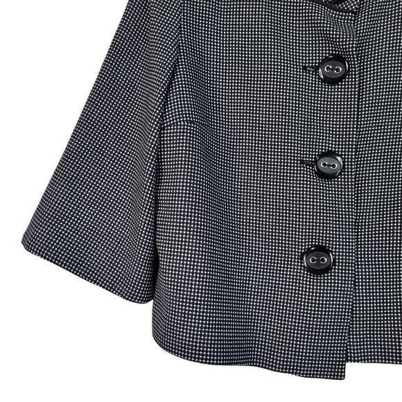White House Black Market Cropped Gingham Big Button Blazer Jacket Wide Slv Sz 14 - Picture 5 of 13